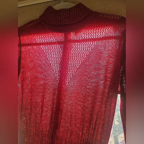 Vintage 70s Wenjilli cranberry metallic maxi dress - Picture 4 of 8